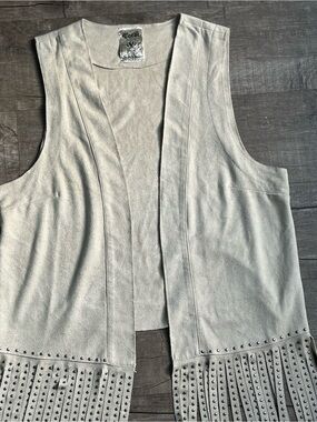 PRPS Suede Open-Front Vest in Beige